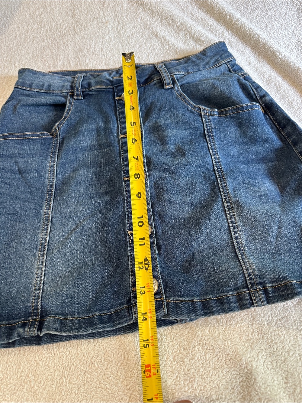 Almost famous- Classic Blue Denim Button-Front Mini Skirt - Picture 6 of 7